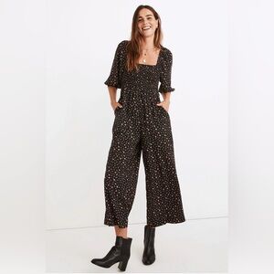 Madewell Black Floral Wide-Leg Jumpsuit, Size 10